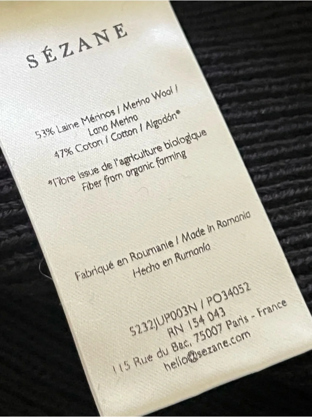 Sezane Naella Black Skirt NWT Large